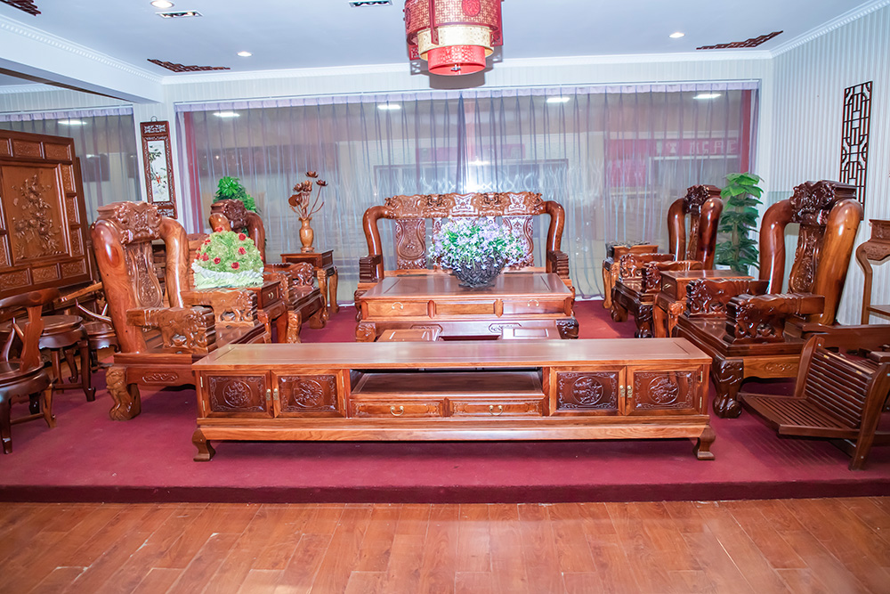 中式红木沙发（单人沙发、3人沙发、茶几、电视柜）