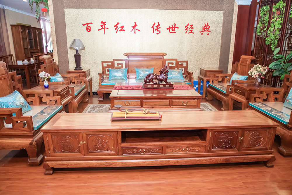 中式红木沙发（单人沙发、3人沙发、茶几、电视柜）