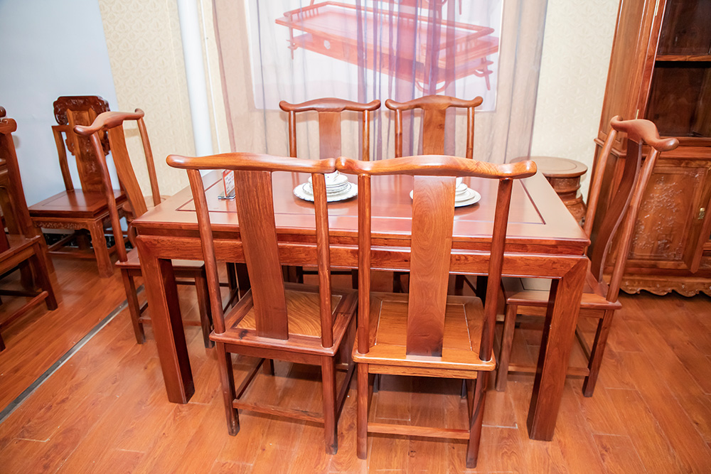 中式红木餐桌椅家具（椅子+长桌）
