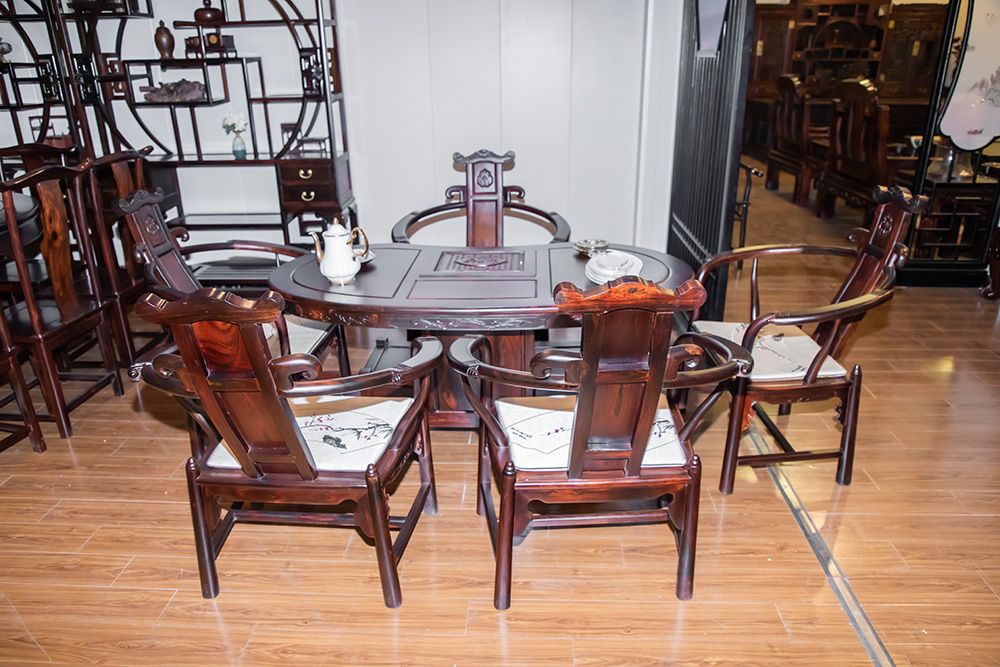 中式红木餐桌椅家具（椅子+茶桌）