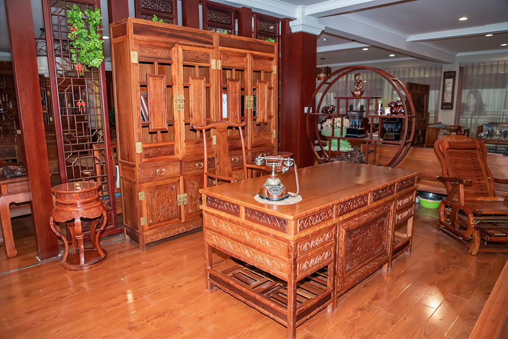 中式红木书桌（书桌+书柜+椅子+书架）