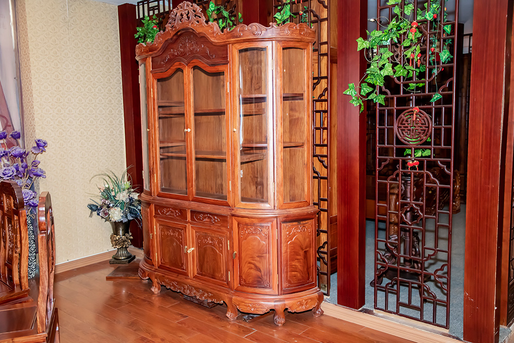 中式红木四门酒柜